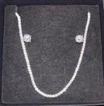Moissanite s925 earrings + shiny rope chain (oorbellen set), Ophalen of Verzenden, Nieuw, Zilver, Overige materialen