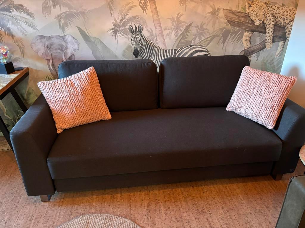 Bruno bedbank slaapbank 160x200 met premium topper, Huis en Inrichting, Slaapkamer | Slaapbanken, Ophalen, Zwart, Tweepersoons