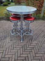 4 Amerikaanse barkrukken , Bel Air bartafel fifties sixties, Huis en Inrichting, Barkrukken, Ophalen, Met voetsteun, 60 tot 90 cm