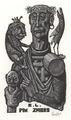 0747 Ex Libris Nederland : Lou Strik, 1987, Antiek en Kunst, Kunst | Etsen en Gravures, Verzenden