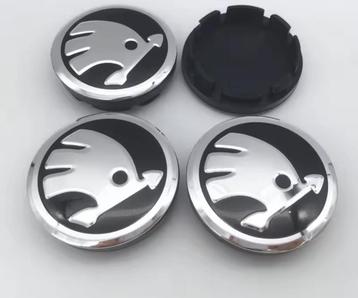 Skoda naafdoppen zwart zilver 56mm 4 stuks nieuw beschikbaar voor biedingen