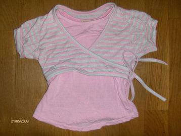Roze shirt met overslagvestje maat 6A  beschikbaar voor biedingen