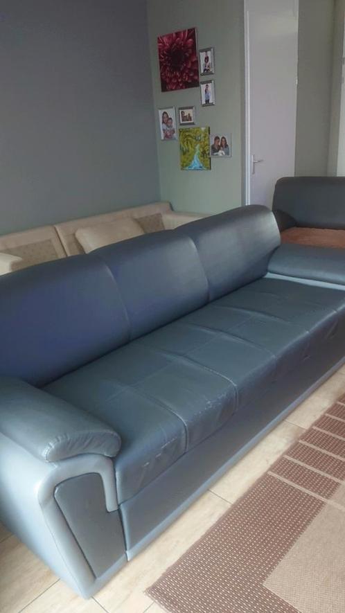 Driezits en tweezits skai/nepleer antracietgrijs  7 jaar oud, Huis en Inrichting, Banken | Sofa's en Chaises Longues, Gebruikt
