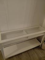 Ikea sidetable met glasplaat - 132cm, Ophalen, 25 tot 50 cm, Rechthoekig, 100 tot 150 cm