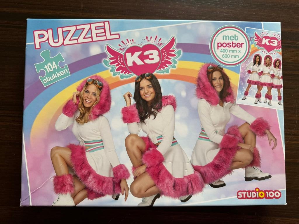 K3 puzzel – Dromen (104 stukjes), Ophalen of Verzenden, Minder dan 500 stukjes, Zo goed als nieuw, Legpuzzel