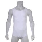 Heren witte open bodysuit / catsuit lingerie gay S M L XL, Verzenden, Wit, Nachtkleding