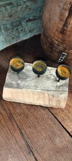 Brocante kandelaar. Degelijk hout. 3 kaarsen., ., Ophalen of Verzenden, Zo goed als nieuw, .