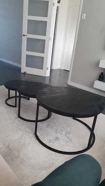 Zwarte Salontafel Set van 3 beschikbaar voor biedingen
