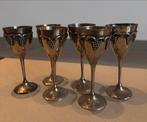 Antieke Verzilverde Bekers - Set van 6, Ophalen of Verzenden, Zilver