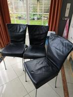Zwart leder eettafelstoelen, Huis en Inrichting, Stoelen, Ophalen, Gebruikt, Drie, Zwart