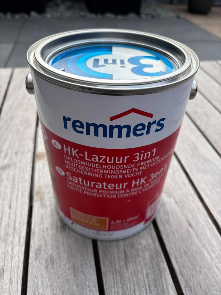 Nieuw! HK Remmers lazuur 3 in 1 Douglas 2,5 liter, Doe-het-zelf en Verbouw, Verf, Beits en Lak, Nieuw, Beits, Minder dan 5 liter