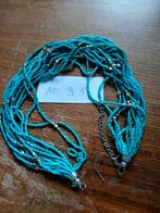 Turquoise kralen ketting met zilveren accenten, Sieraden, Tassen en Uiterlijk, Kettingen, Overige materialen, Verstelbaar, Blauw
