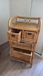 Vintage rotan ladekast met 4 lades, Huis en Inrichting, Kasten | Ladekasten, Ophalen, Overige materialen, Minder dan 50 cm, Zo goed als nieuw