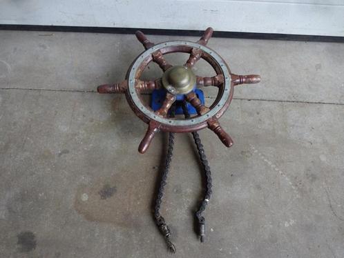 Houten stuurwiel met ketting stuurhuis, Watersport en Boten, Accessoires en Onderhoud, Gebruikt, Ophalen