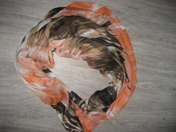 Dubbele sjaal oranje, donkerbruin, lichtbruin beige 104 * 10 beschikbaar voor biedingen