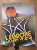 Poster vintage TGV trein 50-65cm, Ophalen of Verzenden, Trein, Kaart of Prent