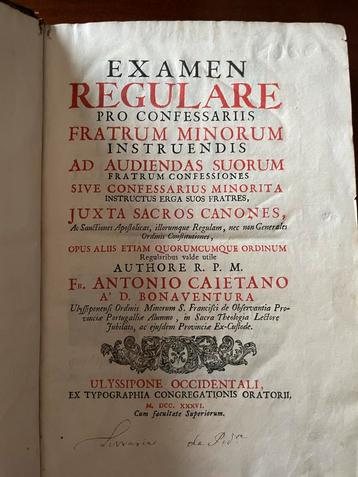 Examen Regulare, 1736, Biechtvaders Fratrum Minorum beschikbaar voor biedingen