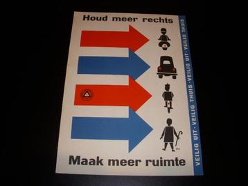 Postertje Houd meer rechts Veilig Verkeer ontwerp Dick Bruna beschikbaar voor biedingen