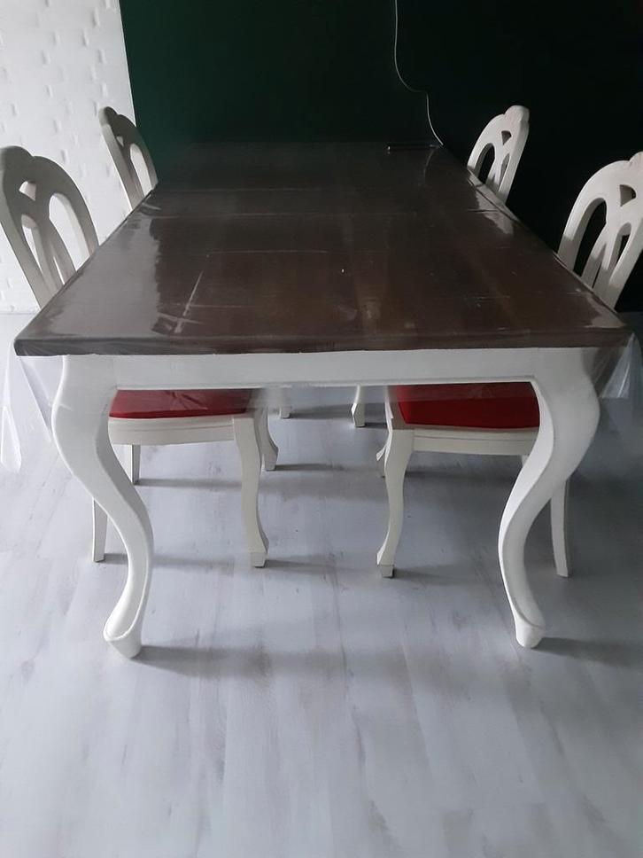 Tafel met stoelen, Huis en Inrichting, Tafels | Eettafels, Gebruikt, 50 tot 100 cm, 200 cm of meer, Rechthoekig, Ophalen