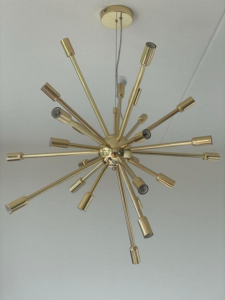 Gouden Sputnik Hanglamp, Huis en Inrichting, Lampen | Kroonluchters, Zo goed als nieuw, Metaal, Ophalen