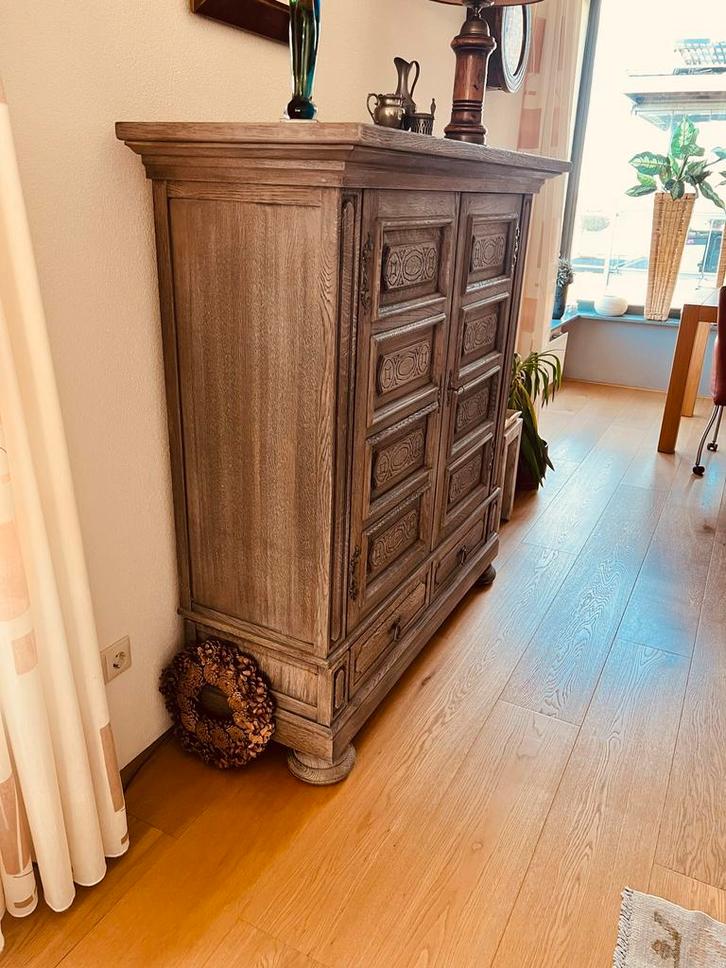 Houten kast met deuren en lades, Huis en Inrichting, Kasten | Buffetkasten, Gebruikt, 100 tot 150 cm, 50 tot 100 cm, 25 tot 50 cm