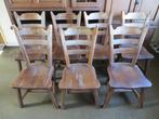 7 Eikenhouten stoelen met zadelzitting, Ophalen, Gebruikt, Bruin, Klassiek
