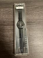 Swatch horloge zwarte leren band nr6, Ophalen, Nieuw