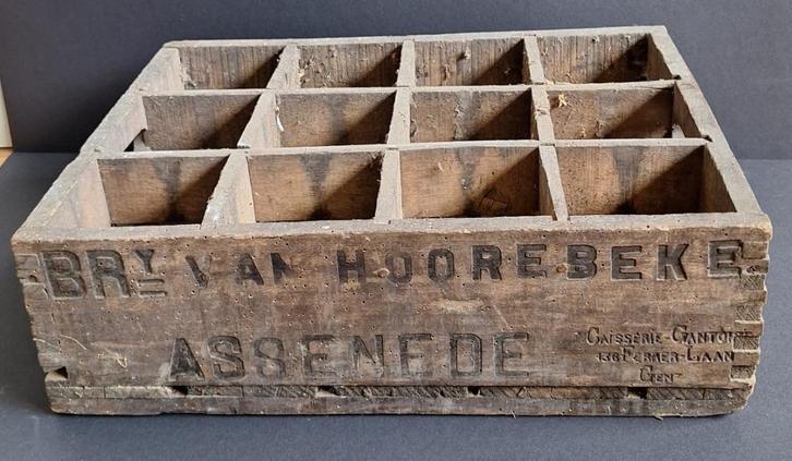 Oud bierkrat van Hoorebeke- hout - Adv S 475, Antiek en Kunst, Antiek | Overige Antiek, Ophalen of Verzenden