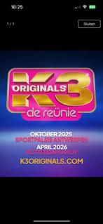 K3 originals reünie ticket vrijdag avond 3 april 2026 Ahoy, Tickets en Kaartjes, Concerten | Pop, Eén persoon, April