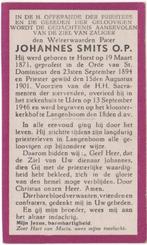 Pater Johannes Smits 1871 Horst + 1946 Uden, 75 jaar, Verzamelen, Verzenden, Bidprentje