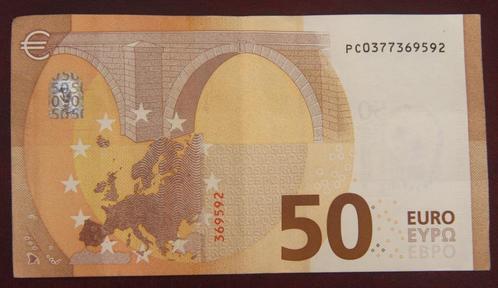 50 euro 2017 PC 03777369592 print P009B3 nette staat, Postzegels en Munten, Bankbiljetten | Europa | Eurobiljetten, Overige landen