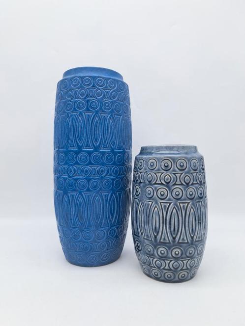 Set vintage West Germany vazen Scheurich Hellas Blauw, Antiek en Kunst, Antiek | Vazen, Ophalen of Verzenden