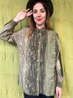 Vintage blouse, maat 42/XL - groen - patroon - 90's, Kleding | Dames, ,, Maat 42/44 (L), Ophalen of Verzenden, Vintage