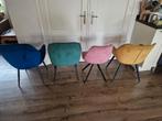 4 leuke velours eetkamerstoelen, Huis en Inrichting, Ophalen, Gebruikt
