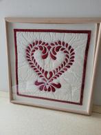 Vintage ingelijst quiltwerk hand gemaakt, Antiek en Kunst, Curiosa en Brocante, Ophalen of Verzenden