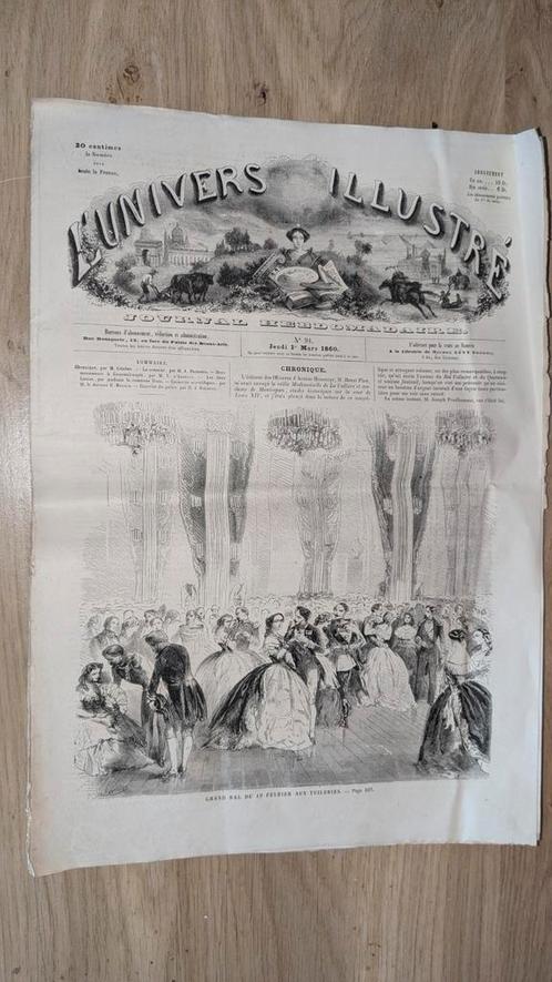 Zeer oude Franse krant van 1860 junk journal, Hobby en Vrije tijd, Scrapbooking, Gebruikt, Ophalen of Verzenden