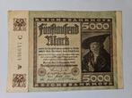 Bankbiljet Duitsland 5.000 mark 1922 (2), Ophalen of Verzenden, Duitsland