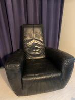 Zwarte leren Longa fauteuil van Gerard van den Berg, Huis en Inrichting, Fauteuils, Ophalen, Gebruikt, 75 tot 100 cm, Leer
