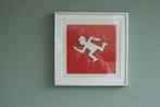 AFBEELDINGEN " A LA KEITH HARING" IN ALUMINIUM LIJST, Huis en Inrichting, Minder dan 50 cm, Gebruikt, Ophalen of Verzenden, Schilderij