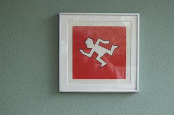 AFBEELDINGEN " A LA KEITH HARING" IN ALUMINIUM LIJST   beschikbaar voor biedingen