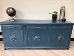 Antiek dressoir in moderne blauwe kleur, Ophalen, Met deur(en), Klassiek, 150 tot 200 cm