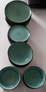 Luzzo Oland 24-delig serviesset - groen/zwart (6 personen), Ophalen, Zo goed als nieuw, Effen, Aardewerk