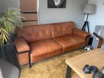 Hele mooie echt leren bank met zwart metalen onderstel, Huis en Inrichting, Ophalen, Zo goed als nieuw, 75 tot 100 cm, Leer