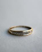 Vintage 9K gouden half eternity ring diamanten - 17,5, Sieraden, Tassen en Uiterlijk, Ringen, Goud, Goud, Met edelsteen, 17 tot 18