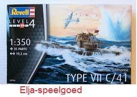 Modelbouw Revell Duitse duikboot TYPE VII C-41 1:350 - 5154, Hobby en Vrije tijd, Modelbouw | Boten en Schepen, Nieuw, 1:200 of kleiner