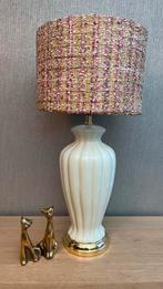 Vintage Tafellamp Crème/Goud., Huis en Inrichting, Lampen | Tafellampen, Ophalen of Verzenden, Gebruikt, Metaal, 50 tot 75 cm