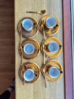 Vintage Gouden Kopjes met Schotel en Lepel - Set van 6, Antiek en Kunst, Antiek | Servies los, Ophalen of Verzenden