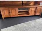 Teak tv meubel met twee kastjes en open vak, Ophalen, Gebruikt, 150 tot 200 cm, Teakhout