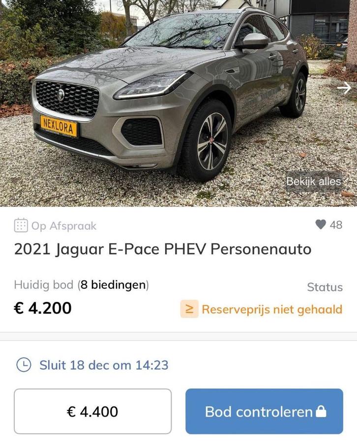 Jaguar E-Pace PHEV 2021 – Veiling Troostwijk – NL kenteken, Auto's, Jaguar, Bedrijf, E-Pace, 360° camera, 4x4, Aangepast voor mindervaliden