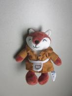 Hema klein pluche vos knuffel met bruin katoenen jasje., Ophalen of Verzenden, Nieuw, Hond